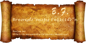 Breznyánszky Felicián névjegykártya